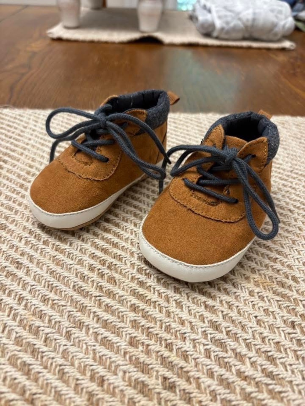 Old Navy Tan Suede-Look Lace-Up Kids Shoes